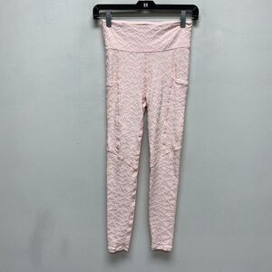 Twenty Montreal Textured Pink Side Pockets Solid High Rise Pull On Leggings S